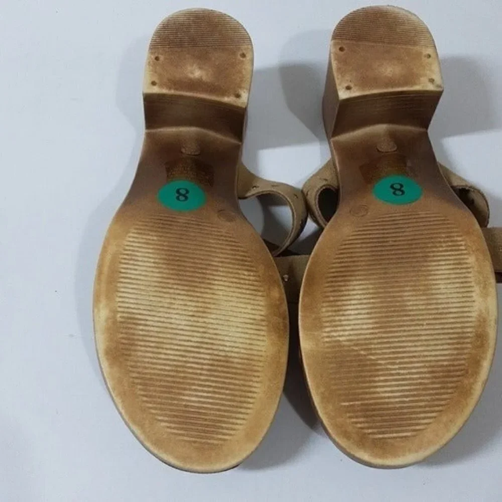 Mila Paoli women sandals leather suede 8 tan casual vacation beach summer